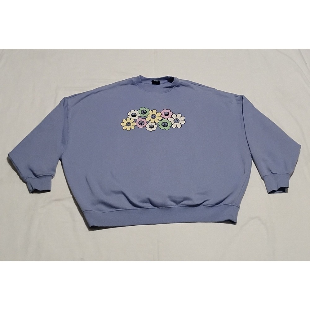 PacSun Womens Flower Power Peace Oversized Graphic Crewneck Sweatshirt LA
